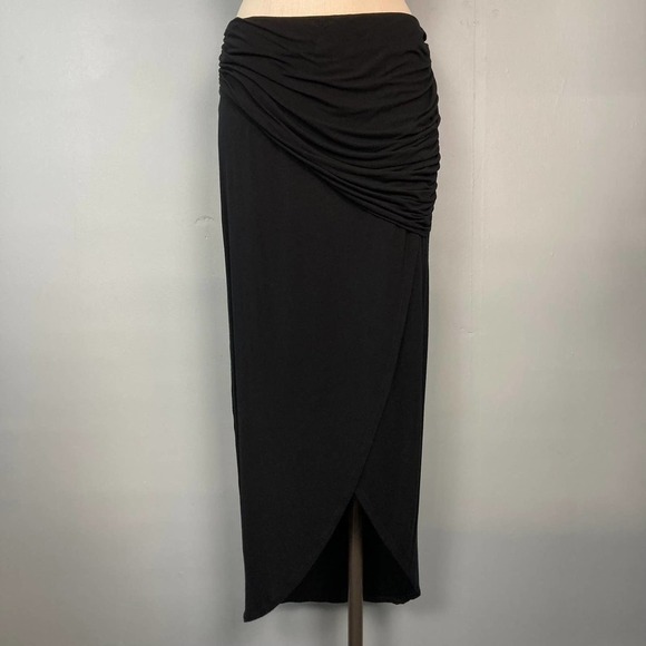 CAbi Dresses & Skirts - CABI Runaround Draped High Low Maxi Jersey Skirt Size M Black Style 5052 Ruching